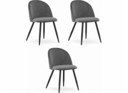 Leobert Židle BELLO - tmavě šedý samet / černé nohy x 3