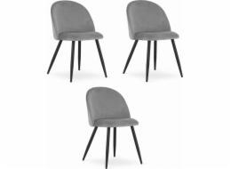 Leobert Židle BELLO - světle šedý samet / černé nohy x 3
