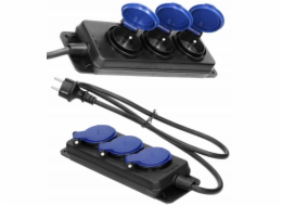 Orno Prodlužovací kabel do dílny s ochranou proti stříkající vodě IP44, 3 zásuvky 2P+Z IP44, gumový kabel, H05RR-F 3x1,5 mm2, délka 3 m