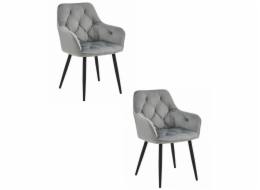 Leobert Židle JORK - stříbrošedý samet / černé nohy x 2