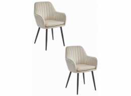 Leobert Židle LUGO - béžový samet / černé nohy x 2