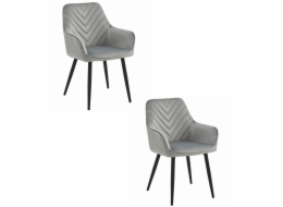 Leobert Židle NANA - stříbrošedý samet / černé nohy x 2