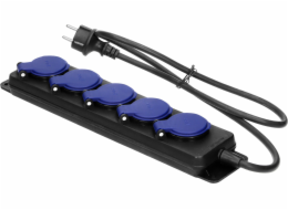 Orno prodlužovací kabel, dílenský prodlužovací kabel s ochranou proti stříkající vodě, IP44, 5 zásuvek 2P+Z IP44, gumový kabel, H05RR-F 3x1,5 mm2, délka 5 m