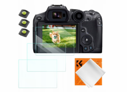 K&F 3x Sada ochranných skleněných fólií 9H a 3x Krytek patice pro fotoaparáty Canon EOS R6 II, R6, R7 / Concept / SKU.2202