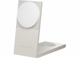 Native Union Bezdrátová nabíječka Rise 3-v-1 INT Qi2 – 15W bezdrátová nabíječka Qi2 pro tři zařízení, kompatibilní s MagSafe, adaptér a zástrčky EU a UK součástí balení (pískovec)
