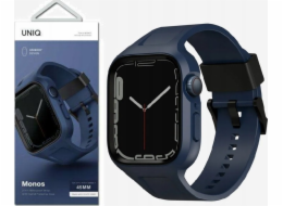 Uniq Řemínek Monos 2v1 + pouzdro pro Apple Watch 4/5/6/7/8/9/SE 44/45mm modrá/námořnická modrá