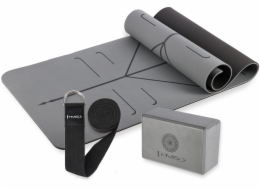 HMS Sada na jógu ŠEDÁ TPE podložka YM10 + kostka KJ02 + popruh SJ02