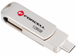ForCell USB flash disk 128GB USB 3.2 Gen 1 (USB A / USB C) F-Data Metal Duo stříbrný
