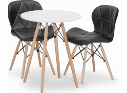 Leobert Sada kulatého stolu TODI 60 bílých + 2 černé židle LAGO