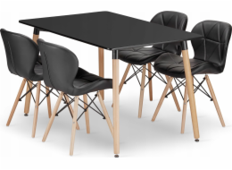 Leobert Sada obdélníkového stolu ADRIA 120x80 černý + 4 židle LAGO černé ekokůže