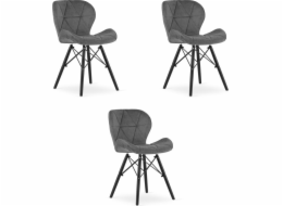 Leobert Židle LAGO Samet - šedé / černé nohy x 3