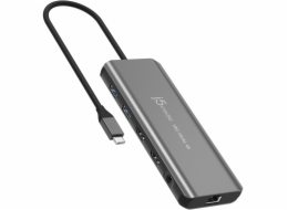 j5create JCD398-N Kabelová dokovací stanice USB 3.2 Gen 2 (3.1 Gen 2) Type-C Šedá