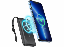 Veger Powerbanka 10000 mAh s indukčním nabíjením kompatibilní s MagSafe PD QC3.0 2A 20W MagOn (VP1151 / W1151) černá