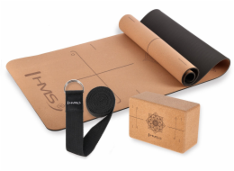 HMS Sada na jógu CORK TPE podložka YM11 + kostka KJ02 + popruh SJ02