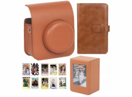 LoveInstant Sada 4 v 1: Pouzdro, album, krabička, samolepky, fotografie pro Fuji Instax Mini 41 / hnědá