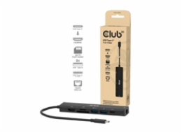 Club3D Dokovací stanice USB-C 7v1, 1xHDMI, 1xUSB-C PD, 2xUSB, 1xRJ45, microSD/SD, černá