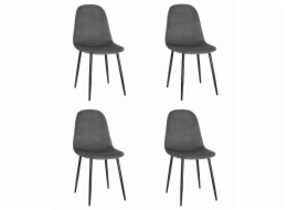 Leobert Čalouněná židle COMO, tmavě šedý samet, 4 ks, černé nohy, loft