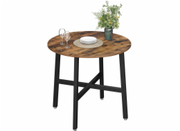 Leobert Loftový stůl, kulatý, 80 cm, rustikálně hnědý, černá ocelová deska