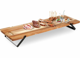 Excellent Houseware Vynikající servírovací prkénko na krájení do domácnosti, dřevěné servírovací prkénko na skládacích nohách, 67,5 x 19,3 x 7,5 cm