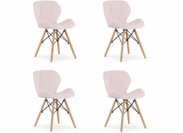 Leobert Čalouněná skandinávská růžová židle LAGO 4dílná moderní loft