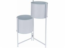 ProGarden Kovový stojan na květiny pro 2 květiny, bílý