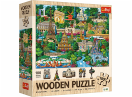 Trefl dřevěné puzzle Francie, slavná místa 1000 dílků (20213)