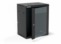Alantec Nástěnná skříň 19 15U 600x450, jednokřídlé skleněné dveře, plně odnímatelná zadní stěna, plně odnímatelné boční stěny, uzamykatelná, 4 nosníky, černá (SW-15U-600-450-01-CA)