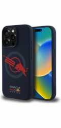 Red Bull Silikonový kryt HC ORBR20 s červenou podšívkou pro iPhone 15 Pro MagSafe, tmavě modrý