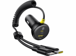 Baseus kulatá plastová nabíječka do auta (U+C) + kabel C&L 60W černá