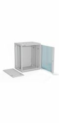 Alantec Nástěnná skříň 19 15U 600x450, jednokřídlé skleněné dveře, plně odnímatelná zadní stěna, plně odnímatelné boční stěny, uzamykatelná, 4 nosníky, šedá, (SW-15U-600-450-01-SA)