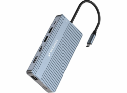 Wozinsky 14v1 HUB pro 3 monitory USB-A USB-C DisplayPort HDMI RJ45 SD TF mini jack - šedý 14v1 HUB pro 3 monitory USB-A USB-C DisplayPort HDMI RJ45 SD TF mini jack - šedý