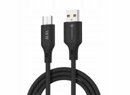ForCell Silikonový kabel F-Energy QC3.0 2.4A 18W USB A - Micro USB 1 m C341 černý