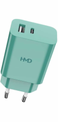 HMD Dvouportová nástěnná nabíječka 30W zelená