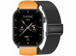 Gravity Pánské chytré hodinky GT28-2 s řemínkem a náramkem, oranžové a černé