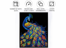 DIAMOND DOTZ DOSPĚLÉ FLOCKED NEON PEACOCK