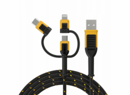 DeWalt USB kabel USB-A - USB-C + microUSB + Lightning 1,8 m černý (DXMA131-1356-DWG)