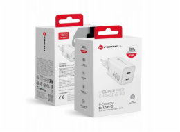 ForCell Nabíječka telefonu F-Energy Mini GaN III 2 x USB C PD QC4.0 45W VT-36B bílá