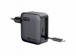 ForCell Nabíječka do zásuvky F-Energy GaN USB C + zatahovací kabel USB C PD QC4.0 3A 45W VT-R5 šedá
