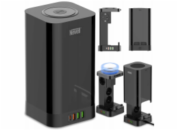 Natec Napájecí stanice Newell GaN Power Cube 8 v 1 s indukční nabíječkou