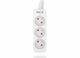 Kerg Prodlužovací kabel KERG bez vypínače - 3 zásuvky - bílo-šedý - 10 m - 16 A - H05VV-F - 3x1,5 mm2