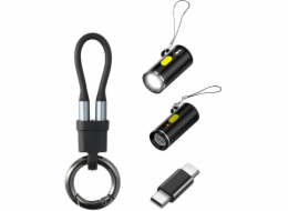 4smarts Sada příslušenství 4v1 Explorer: Kabel s klíčenkou USB-C, adaptér USB-C na USB-C, zapalovač cigaret USB-C, svítilna USB-C, černá