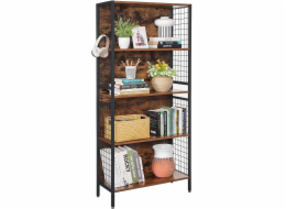 Leobert Police do obývacího pokoje v podkroví, rustikálně hnědá, 4 police, ocelový rám