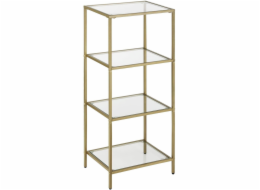 Leobert Skleněná police Loft se 4 policemi, kovový rám, elegantní sklo, zlatá