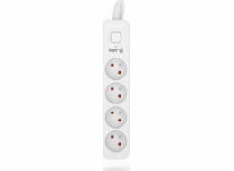 Kerg Prodlužovací kabel KERG s vypínačem - 4 zásuvky - bílo-šedý - 3 m - 16 A - H05VV-F - 3x1,5 mm2