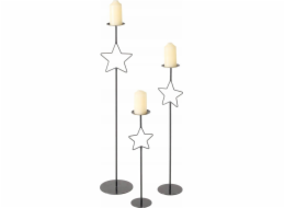 Boltze Kovové svícny s hvězdou GUILA, 3 ks, výška 54,5 - 99,5 cm