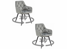 Leobert Židle JORK360 - stříbrošedý samet / černé nohy x 2