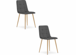 Leobert Židle KARA - tmavě šedý samet / nohy v barvě dřeva x 2