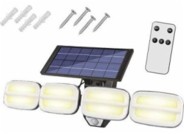 LTC Nástěnná lampa solární nástěnná lampa, nastavitelná, s dálkovým ovládáním, 8 LED COB, 800lm, PIR, IP65, 4800mAh (f)