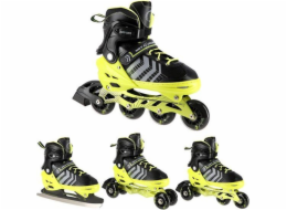 Nils Extreme Kolečkové brusle NH18192 4v1 ČERNO-ZELENÉ VELIKOST M (34-38) NILS EXTREME KOLENECKÉ BRUSLĚ S HOKEJOVÝM RUKÁVEM