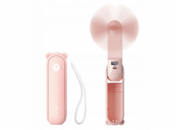 Jisulife Přenosný ruční ventilátor Life8 s USB portem, funkcí powerbanky 2000 mAh a baterkou - růžový